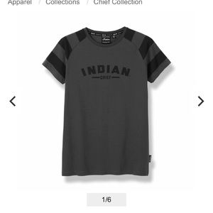 Indian motorcyle grey and black striped T-shirt